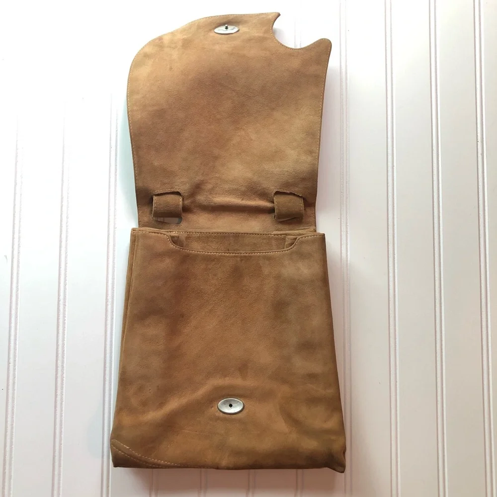 Vintage Suede Leather Flap Shoulder Purse BOHO